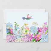 ブルーパープルウォーターカラーフラワー開花誕生日 招待状 (裏面)