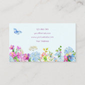 ブルーパープルウォーターカラーフラワー開花 名刺 (裏面)