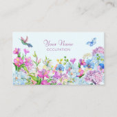 ブルーパープルウォーターカラーフラワー開花 名刺 (正面)