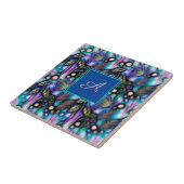 ブルーパープルウォーターカラーフローラガーデン タイル (側面)