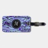 ブルーパープルウォーターカラーモダントレンディーモノグラム ラゲッジタグ (裏面横)