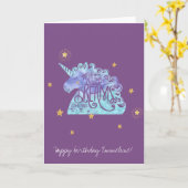 ブルーパープルウォーターカラーユニコーン カード (黄色い花)