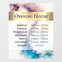 ブルーパープルウォーターカラー開館時間ウィンドウの固定 ウィンドウサイン