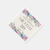 ブルーパープルウォーターフローラ30th誕生日の女性 スタンダードカクテルナプキン (角)