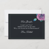 ブルーパープルエレガントトワイライトフローラブライドメイド 招待状 (裏面)