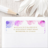 ブルーパープルエレガントフローラウォーター結婚カラー ラベル (インサイチュ)