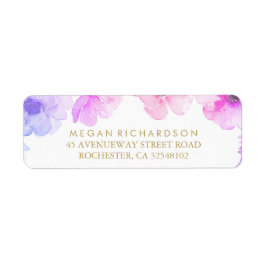 ブルーパープルエレガントフローラウォーター結婚カラー ラベル