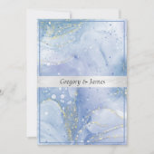 ブルーパープルエレガントホワイトウォーター色シルバーサテン 招待状 (正面)