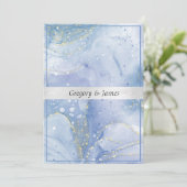 ブルーパープルエレガントホワイトウォーター色シルバーサテン 招待状 (スタンド正面)