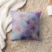 ブルーパープルエレガント抽象芸術花テンプレート クッション (ブランケット)
