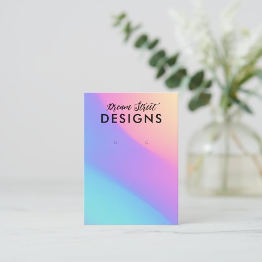 ブルーパープルオレンジ色のグラデーションイヤリングディスプレイカード 名刺 (スタンド正面)
