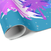ブルーパープルクリスマスツリーズスターズスノーティール（緑がかった色）ブルー ラッピングペーパー (ロールコーナー)