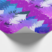 ブルーパープルクリスマスツリーズスターズスノーホットピンク ラッピングペーパー (角)