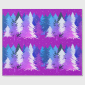 ブルーパープルクリスマスツリーズスターズスノーホットピンク ラッピングペーパー (フラット)