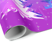 ブルーパープルクリスマスツリーズスターズスノーホットピンク ラッピングペーパー (ロールコーナー)