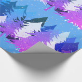 ブルーパープルクリスマスツリーズスターズスノーライトブルー ラッピングペーパー (角)