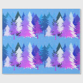 ブルーパープルクリスマスツリーズスターズスノーライトブルー ラッピングペーパー (フラット)