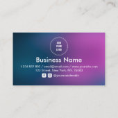 ブルーパープルグラディエントシンプルのロゴを追加ソーシャルメディア ロイヤリティカード (裏面)