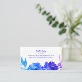 ブルーパープルグラデーションフローラバーチャルウェディングRSVP エンクロージャーカード (スタンド正面)