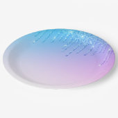 ブルーパープルグリッターオンブレグラムスパークス ペーパープレート (アングル)