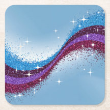 ブルーパープルグリッタースパークリーコースターセット