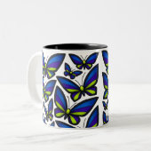 ブルーパープルグリーンウィングズ今すぐ ツートーンマグカップ (正面左)