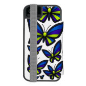 ブルーパープルグリーンウィングズ今すぐ INCIPIO iPhoneウォレットケース (フォリオ裏面)