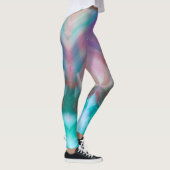 ブルーパープルグリーンティール(緑がかった色)ライトストリーク抽象芸術 はっきりした レギンス (右)