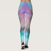 ブルーパープルグリーンティール(緑がかった色)ライトストリーク抽象芸術 はっきりした レギンス (裏面)