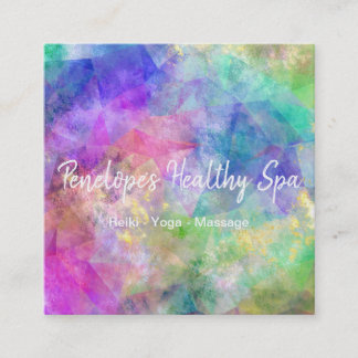 ブルーパープルグリーン抽象芸術スクエアビジネスカード スクエア名刺