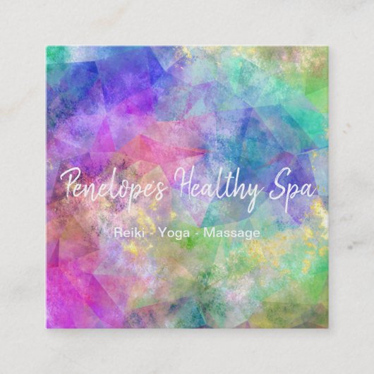 ブルーパープルグリーン抽象芸術スクエアビジネスカード スクエア名刺 (正面)