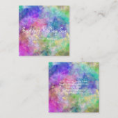ブルーパープルグリーン抽象芸術スクエアビジネスカード スクエア名刺 (正面/裏面)