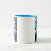 ブルーパープルゴシック水彩画バラ美術 ツートーンマグカップ (中央)