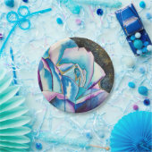 ブルーパープルゴシック水彩画バラ美術 ペーパープレート (パーティー)