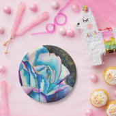 ブルーパープルゴシック水彩画バラ美術 ペーパープレート (パーティー)