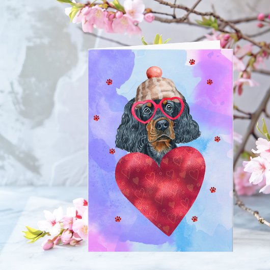 ブルーパープルゴードンセッターバレンタインデーギフトドッグ カード