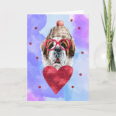 ブルーパープルサンベルナルタレンタインデイギフトドッグ カード (正面)