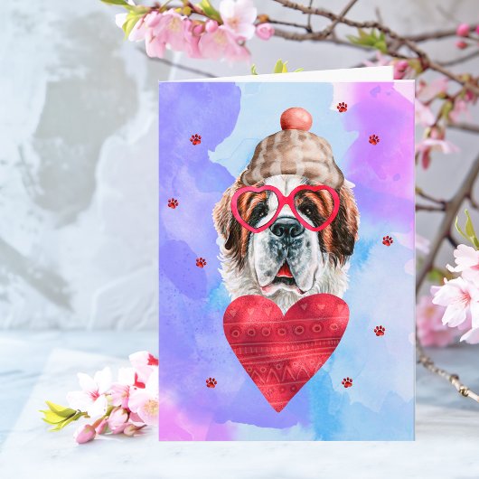 ブルーパープルサンベルナルタレンタインデイギフトドッグ カード