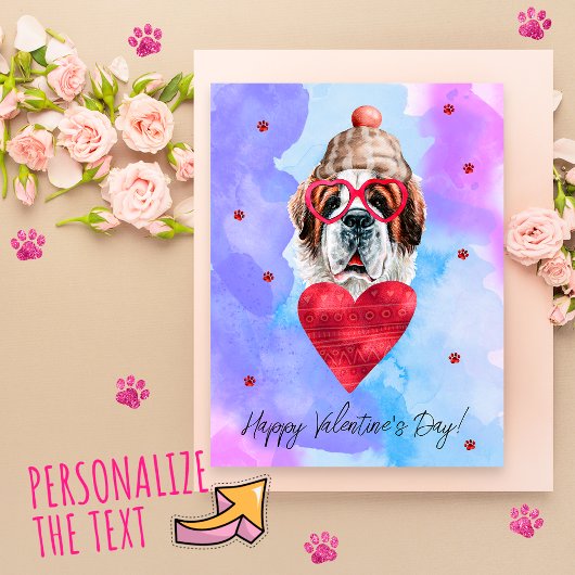 ブルーパープルサンベルナルタレンタインデイギフトドッグ シーズンポストカード