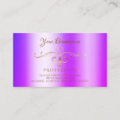 ブルーパープルシメリー金ゴールド華美コーナーイニシャル 名刺 (裏面)