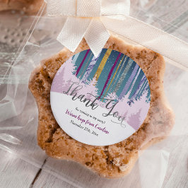 ブルーパープルシルバースノーフォレストウィンター誕生日 ラウンドシール