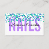 ブルーパープルシークインラージ文字爪、 ネイルQRコードブシン 名刺 (正面)
