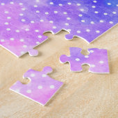 ブルーパープルスターリーナイトスカイ銀河系ウォーターカラー ジグソーパズル (側面)