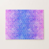 ブルーパープルスターリーナイトスカイ銀河系ウォーターカラー ジグソーパズル (横)