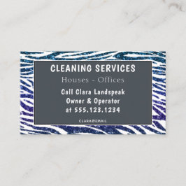 ブルーパープルゼブラプリントグリッタークリーニング 名刺