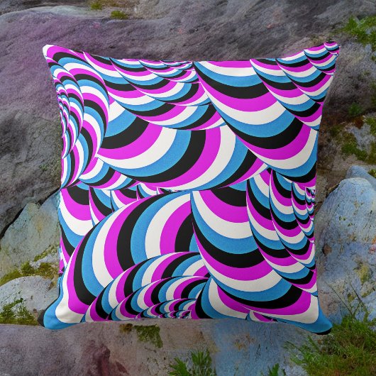ブルーパープルチューブ渦巻き旋回ジオデザイン クッション