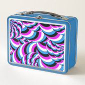 ブルーパープルチューブ渦巻き旋回ジオデザイン メタルランチボックス (正面)