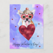 ブルーパープルチワフアバレンタインデイギフトドッグ シーズンポストカード (正面)