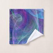 ブルーパープルティール(緑がかった色)エアリーアブストラクション バスタオルセット (ウォッシュタオル)