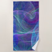 ブルーパープルティール（緑がかった色）エアリーアブストラクション ビーチタオル (正面)